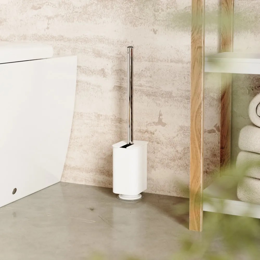 Fehér öntapadós újrahasznosított műanyag WC-kefe Flex Adhesive – Umbra