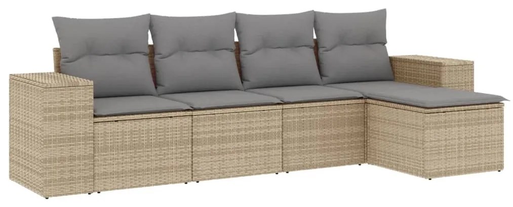 5 részes bézs polyrattan kerti ülőgarnitúra párnákkal