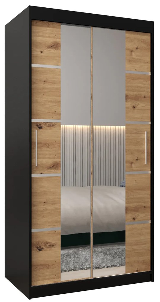 Ruhásszekrény 100 cm Verika 4 100 (fekete + artisan tölgy). 1064252