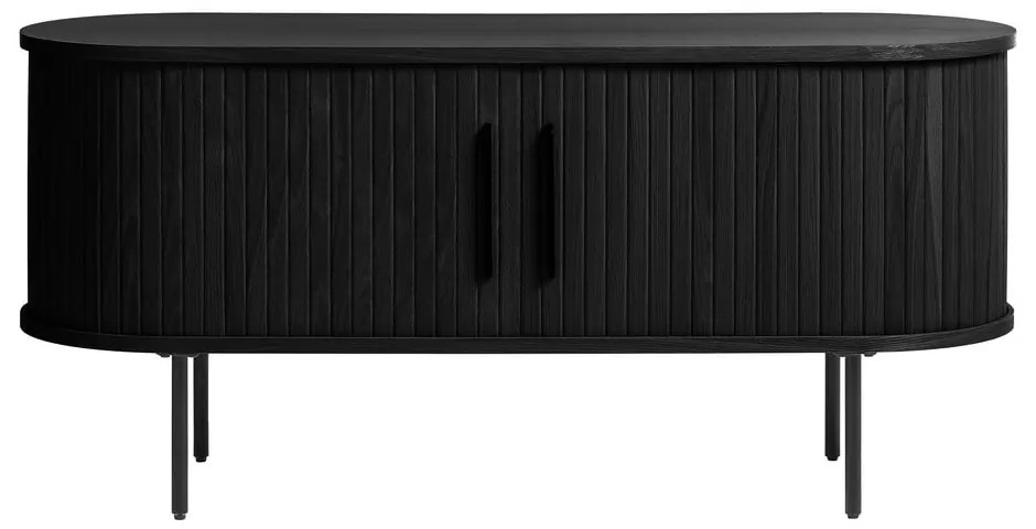Fekete TV-állvány tölgyfa dekorral 120x56 cm Nola – Unique Furniture