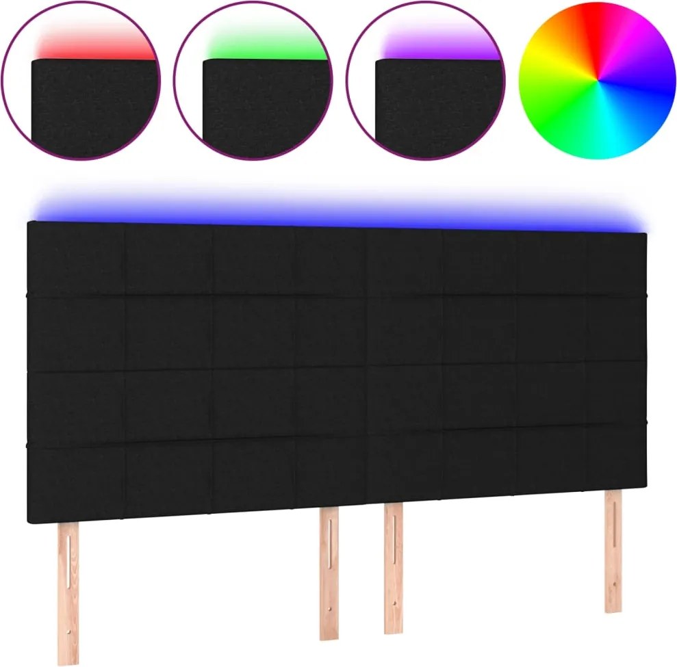 vidaXL fekete szövet LED-es fejtámla 180x5x118/128 cm