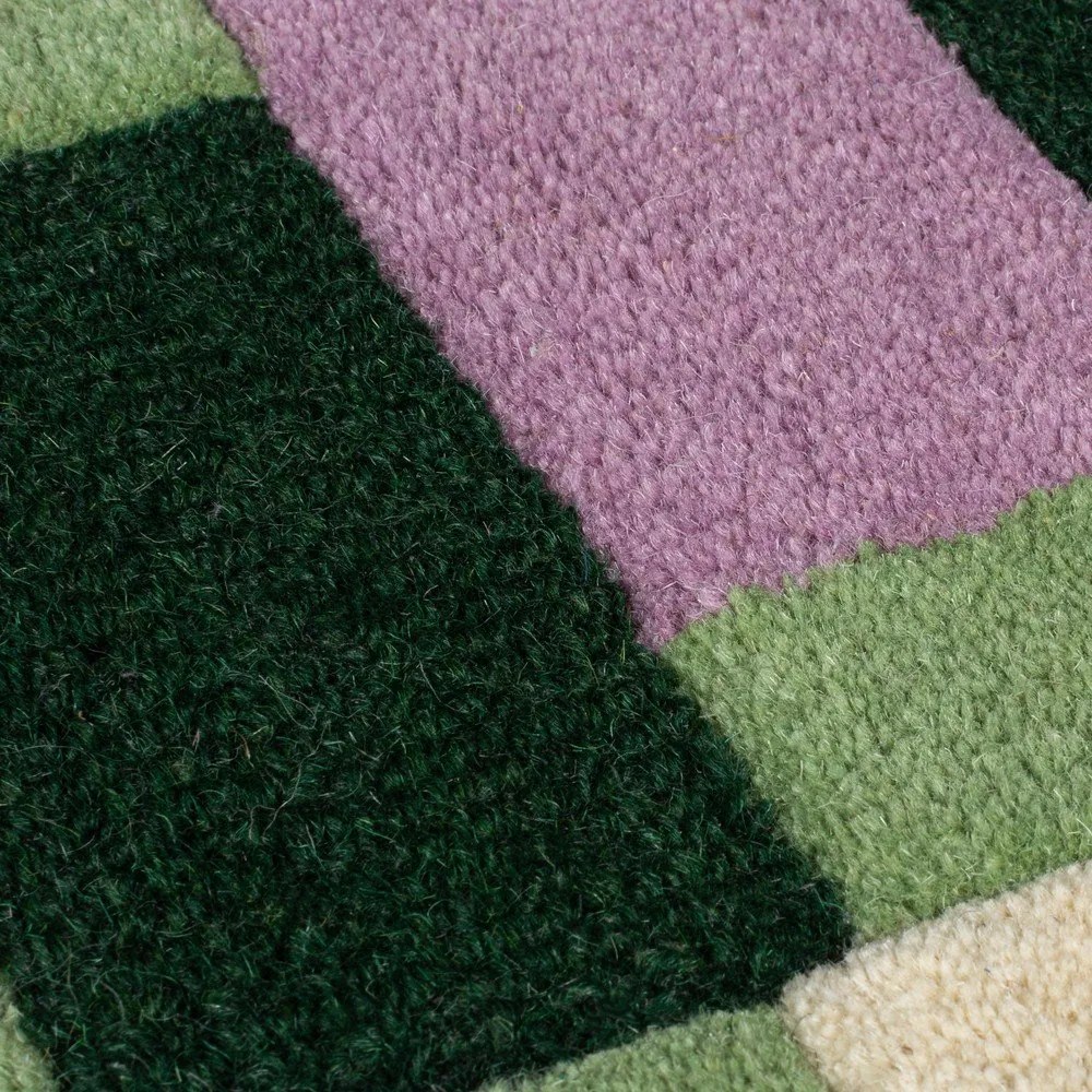 Zöld-lila kézi szövésű gyapjú futószőnyeg 60x230 cm Kai Wool Border – Flair Rugs