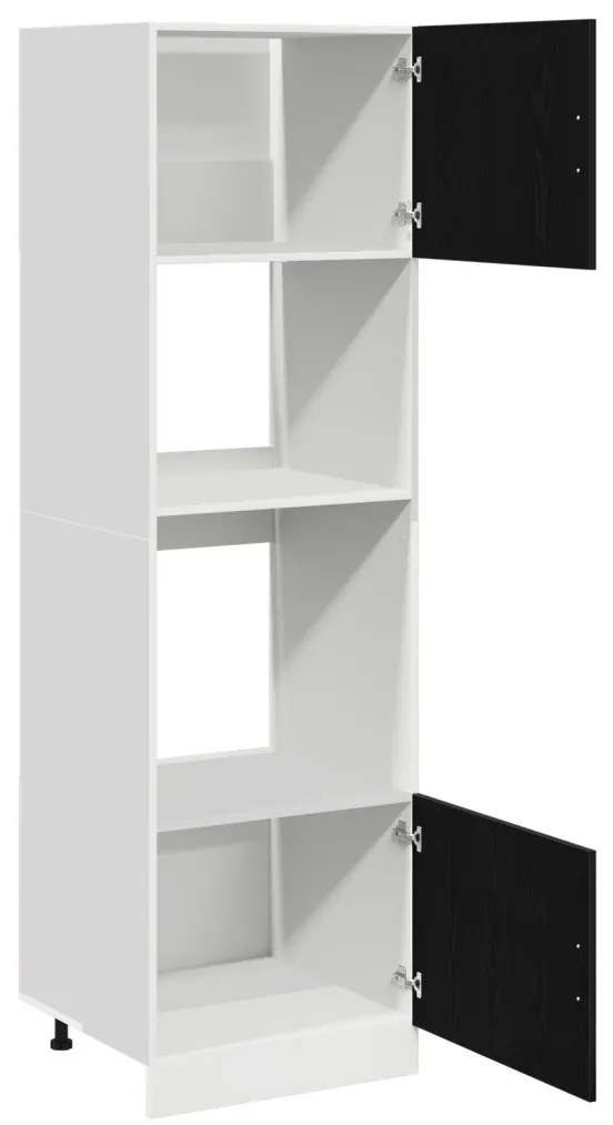 Mikrohullámú Szekrény Fekete Tölgy 60x57x207 cm Fa Kialakítással