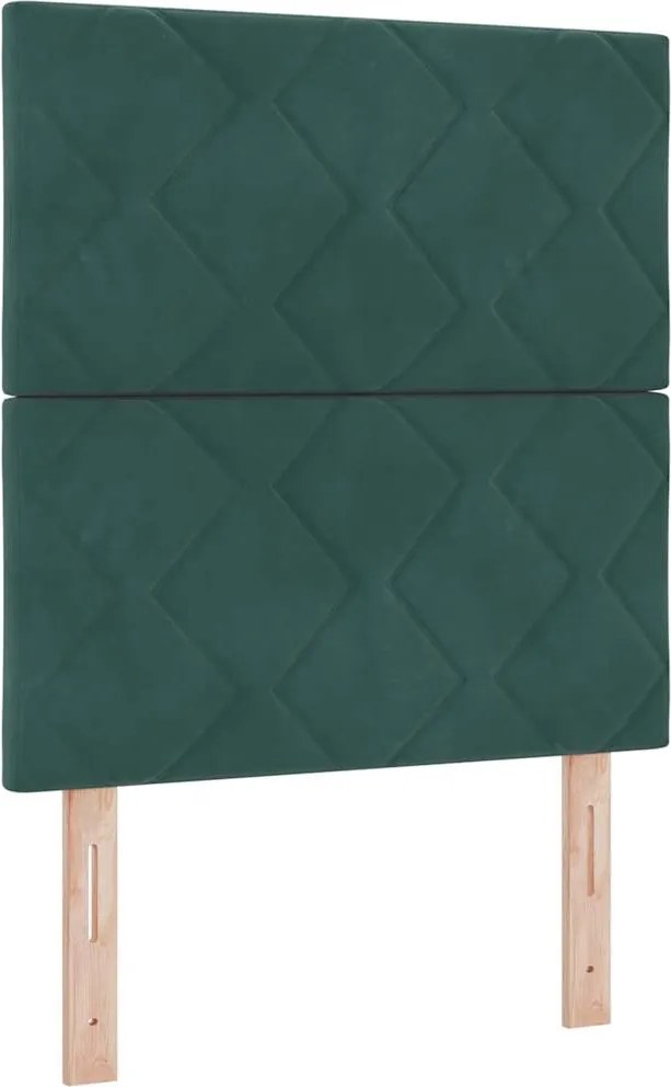 vidaXL LED Box Spring Ágy matracmal Sötétzöld 80 x 200 cm szövet