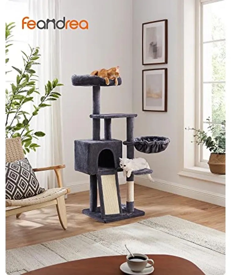 Macska kaparóoszlop, többszintes 135 cm kis macska kaparófa, sötétszürke