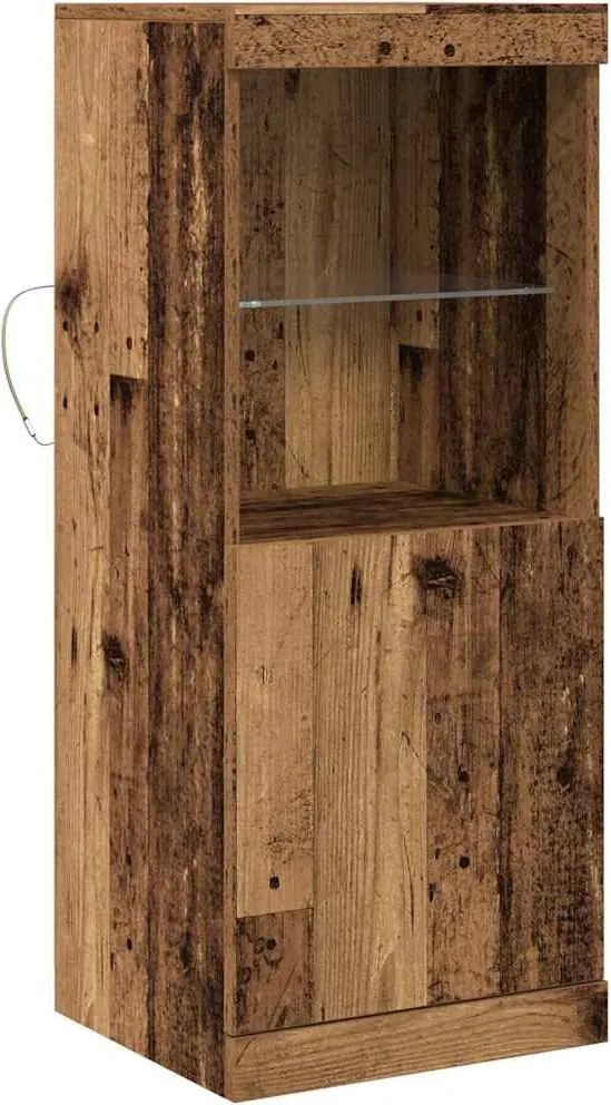 vidaXL LED tálaló LED -es lámpákkal Öreg fa 41 x 37 x 100 cm Faanyag