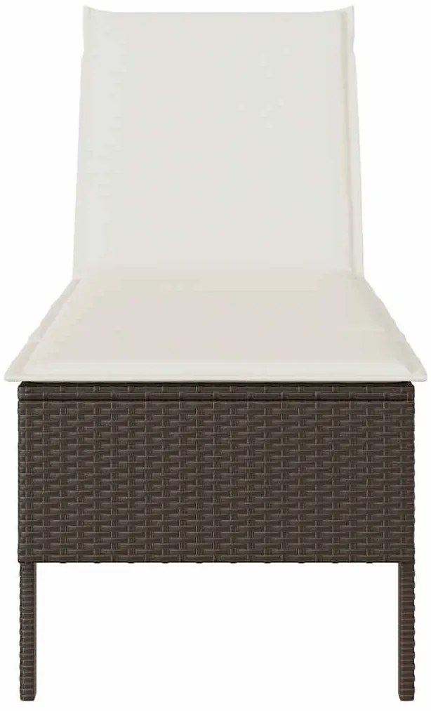 Barna polyrattan napozóágy párnával 55x200x44 cm