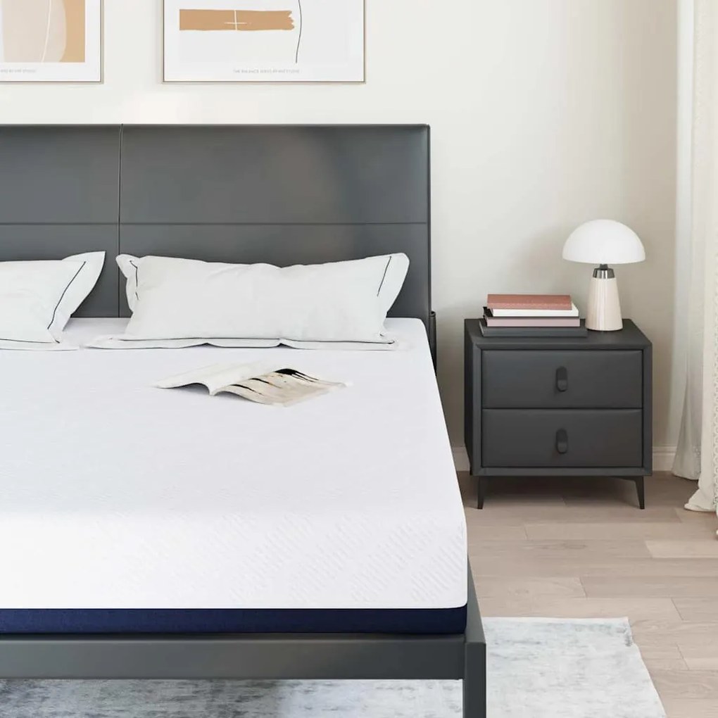 Matrac Fehér és kék 200 x 200 cm Gél Memóriahab