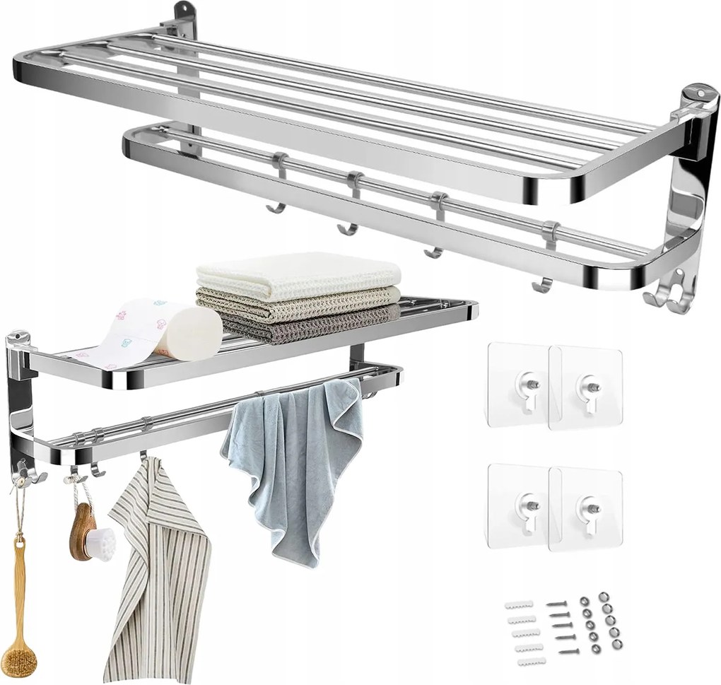 Fali Törölközőtartó Fürdőszoba Polc Akasztós Összecsukható Loft Akasztók