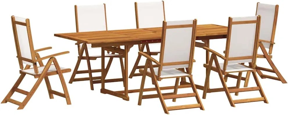 vidaXL 7 részes tömör akácfa és textilén kerti étkezőgarnitúra