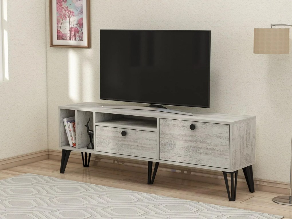 TV asztal/szekrény Tölgyeki 2 (szürke + fehér) . 1095316