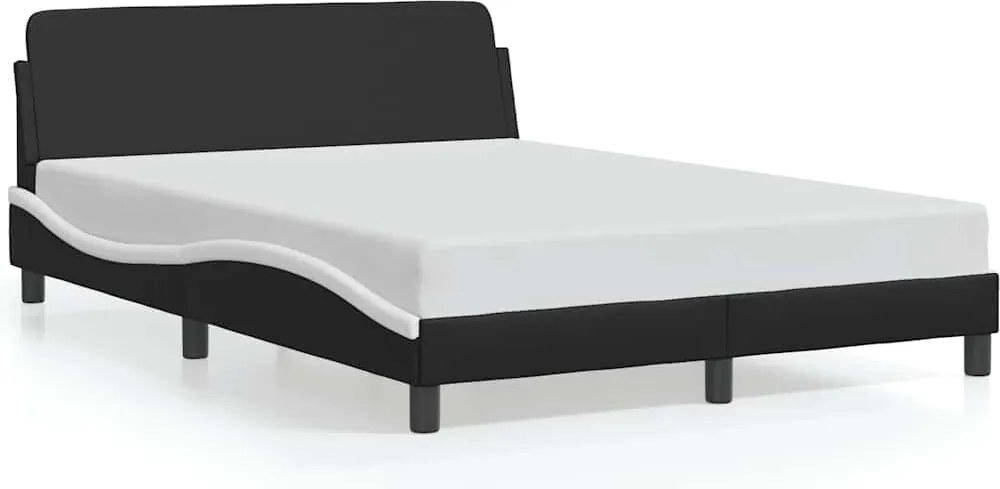 vidaXL fekete és fehér műbőr ágykeret Dover 120 x 200 cm