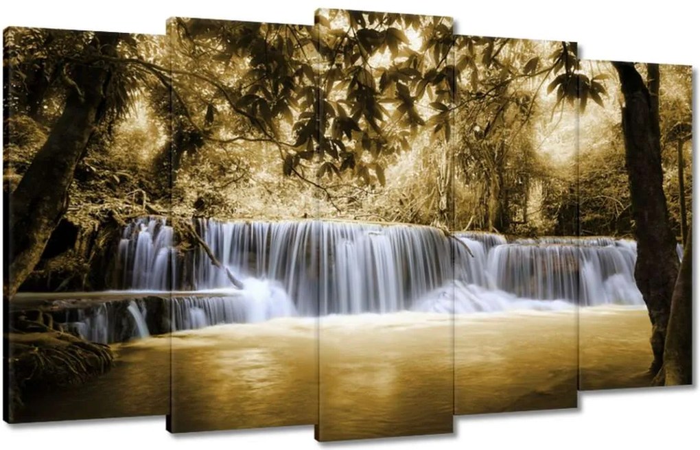 Vászonkép 100x60 Vízesés szépia színben