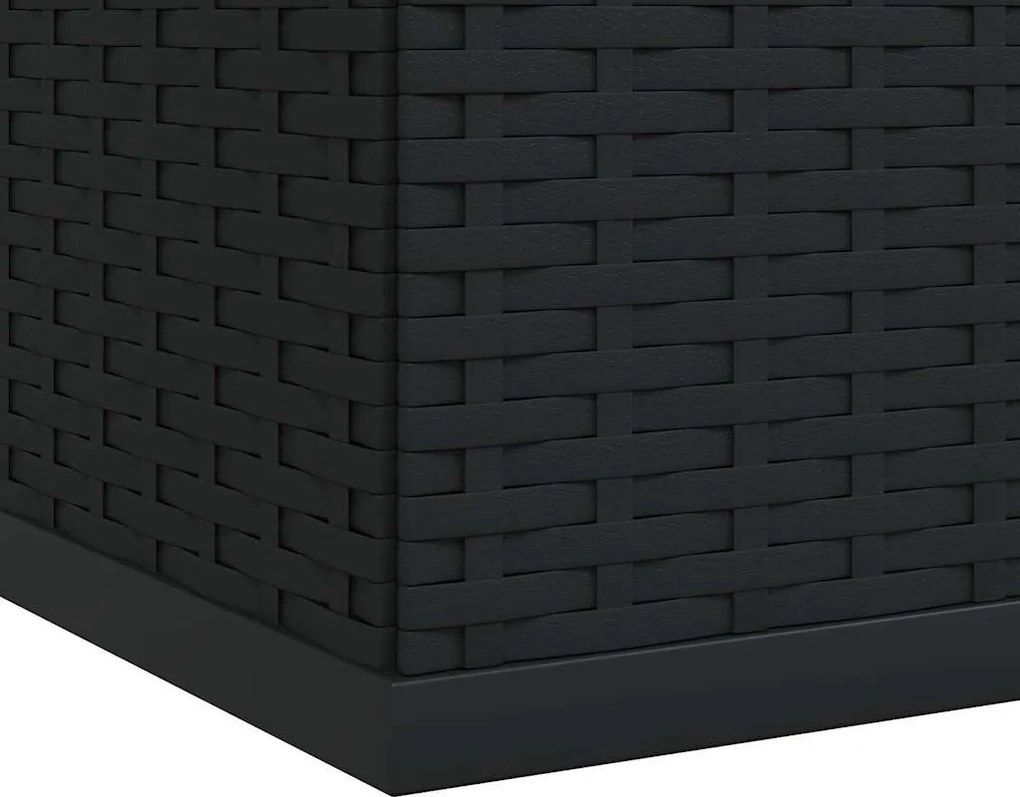 Fekete Polyrattan Kerti Párnatartó Doboz 145 X 100 X 103 Cm