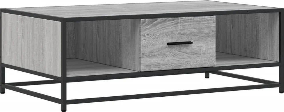 vidaXL szürke sonoma szerelt fa és fém dohányzóasztal 100 x 57 x 35 cm