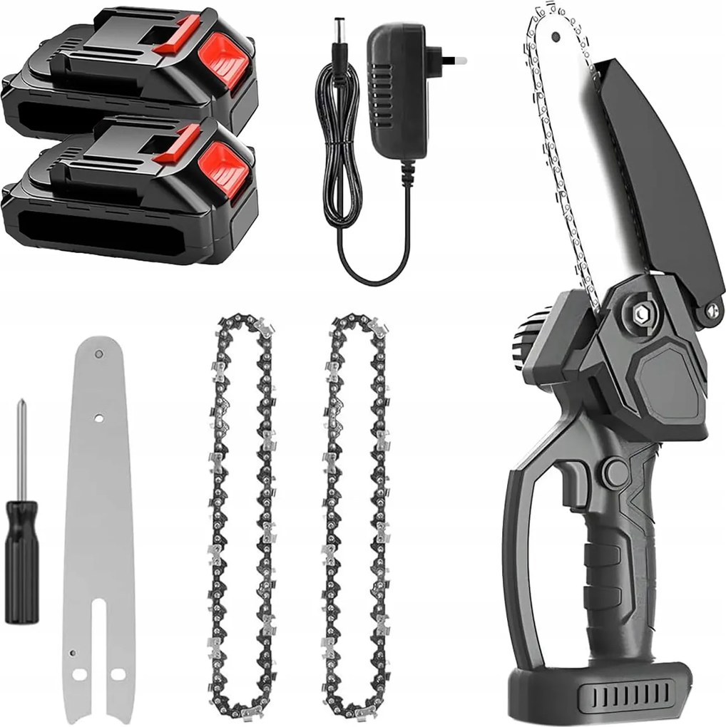 Akkumulátoros Szénkefe Nélküli Láncfűrész 8” 2xAKU 21V Ágfűrész