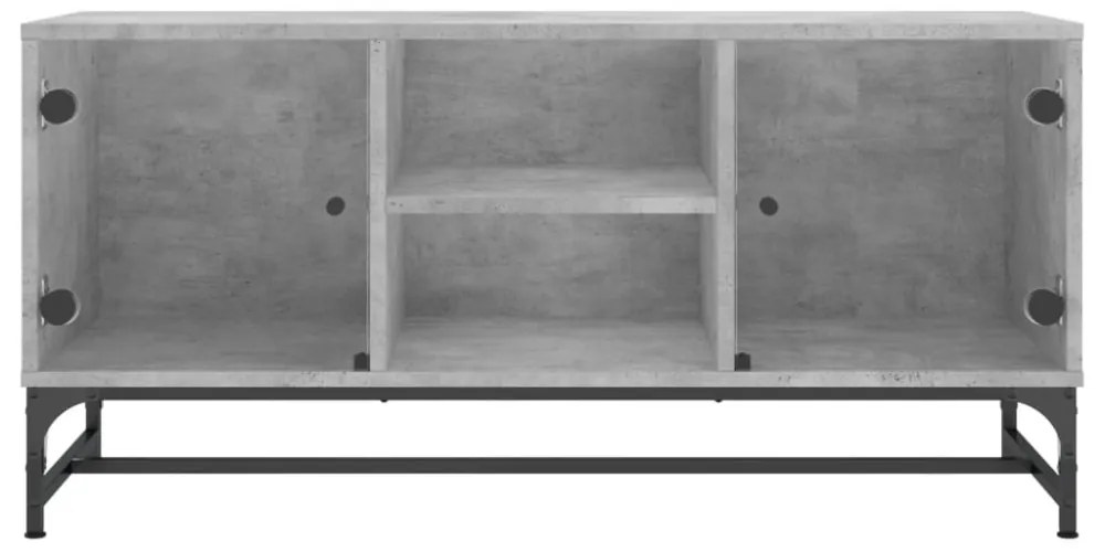 betonszürke TV-szekrény üvegajtókkal 102 x 37 x 50 cm