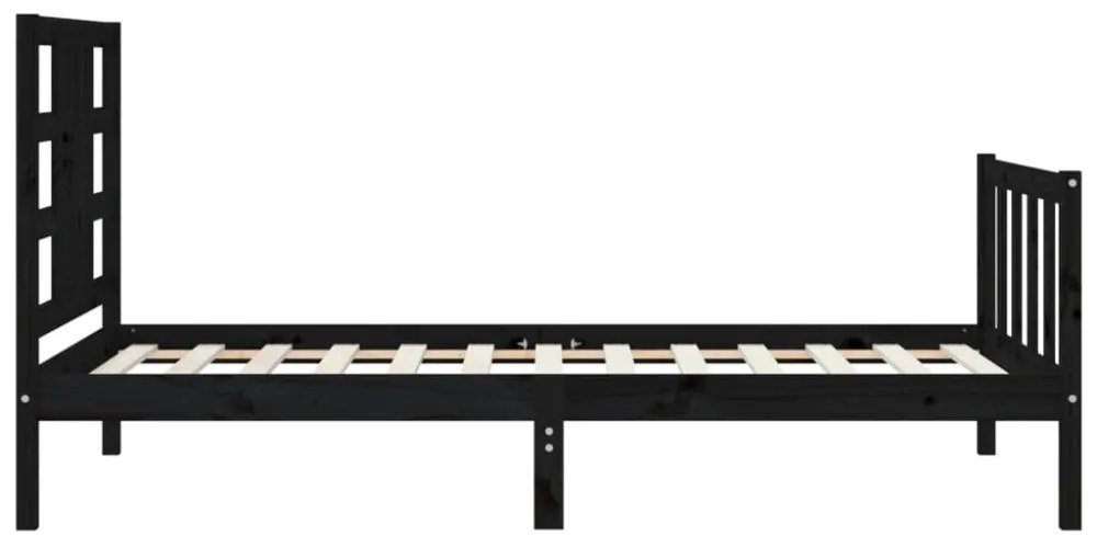 fekete tömör fa ágykeret fejtámlával 100 x 200 cm