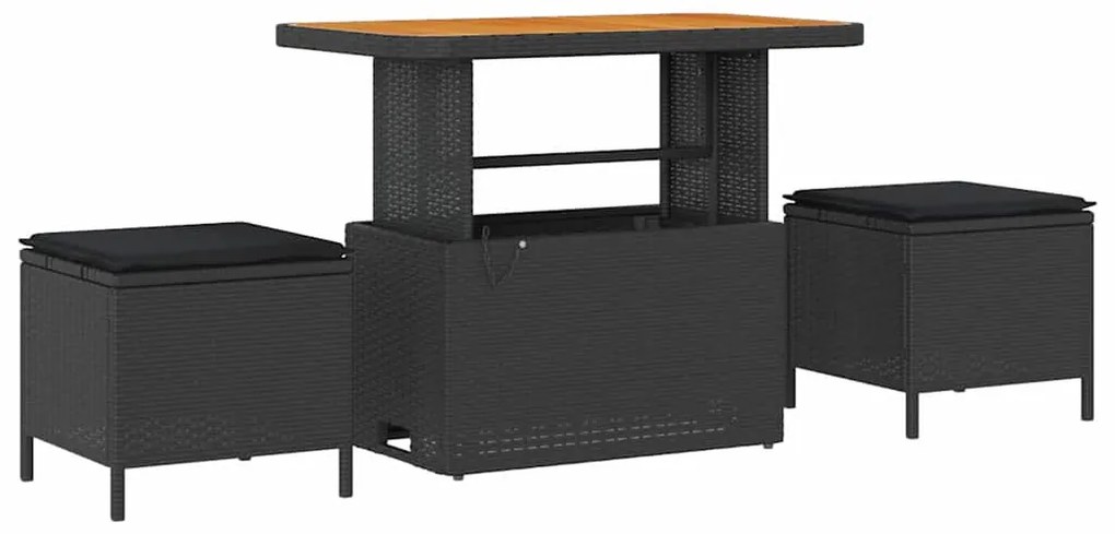Kerti Kanapé Szett 10 pcs Fekete 90 x 55 x 71 cm Poli rattan