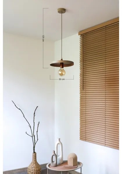 Duolla - Kábeles függőlámpa IRONLINE 1xE27/15W/230V, átmérő 30 cm, bézs/réz
