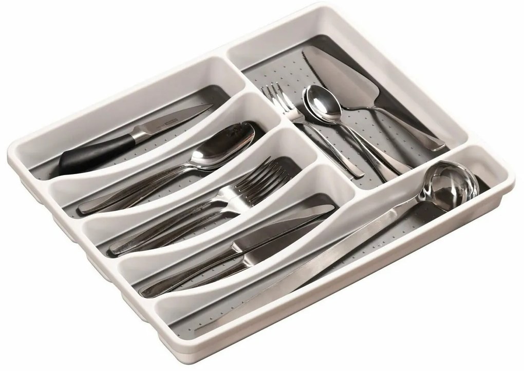 Kesper 30092 Műanyag evőeszköz-tartó 5 rekesszel,fehér, 40,5 x 30,5 x 4,5 cm