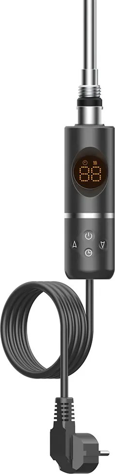 Elektromos fűtőpatron törölközőszárító radiátorhoz digitális hőfokszabályozóval 600W fekete