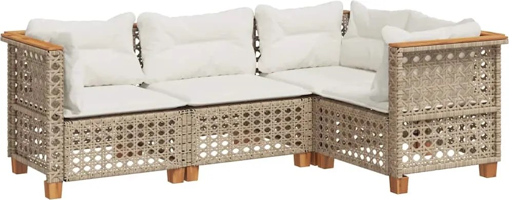 vidaXL 4 részes bézs polyrattan kerti ülőgarnitúra párnákkal