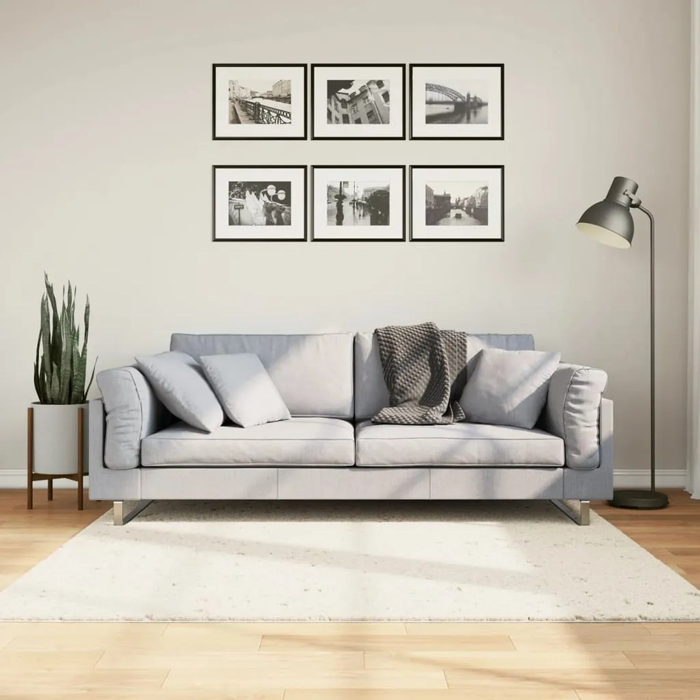 PAMPLONA krémszínű magas szálú bolyhos modern szőnyeg 160x160cm