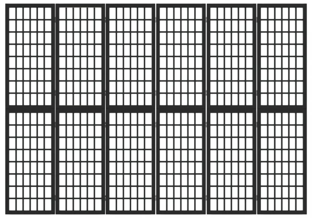 6 paneles fekete japán stílusú összecsukható paraván 240x170 cm