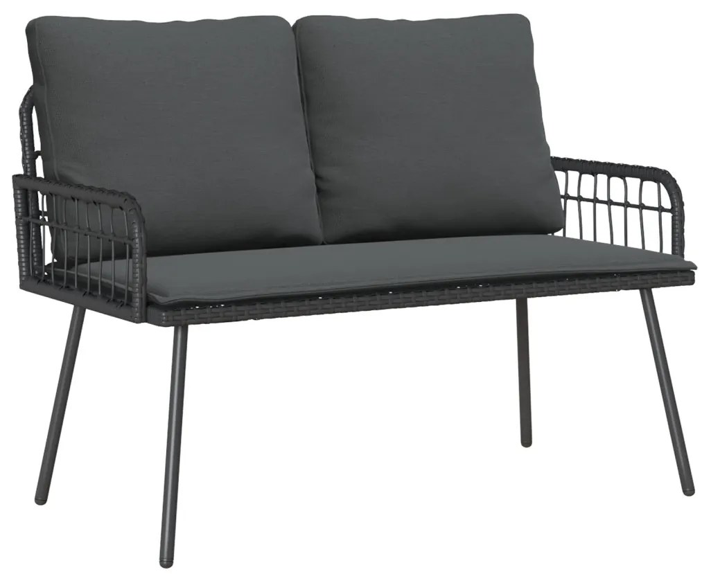 Kerti Pad Fekete 114x64x78 cm Polirattan