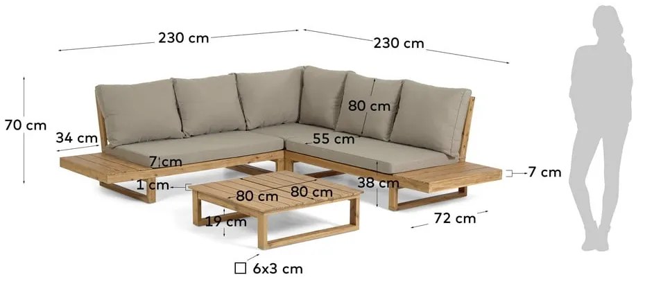 Flaviina akácfa kerti bútor szett - Kave Home