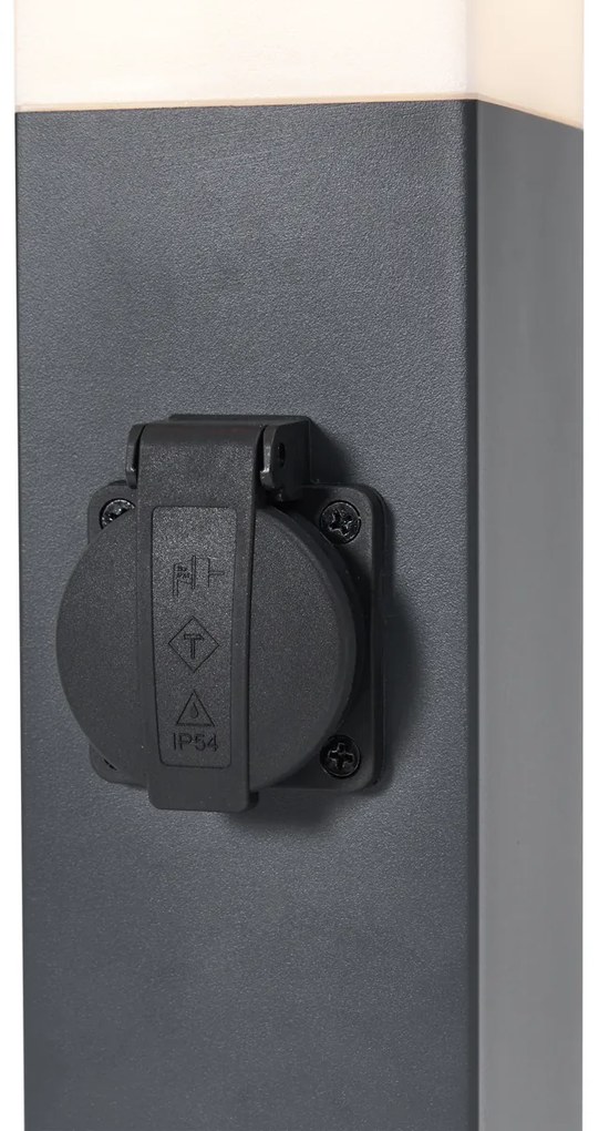 Kültéri lámpa sötétszürke opálüveggel 45 cm IP44 aljzattal és mozgásérzékelővel - Malios