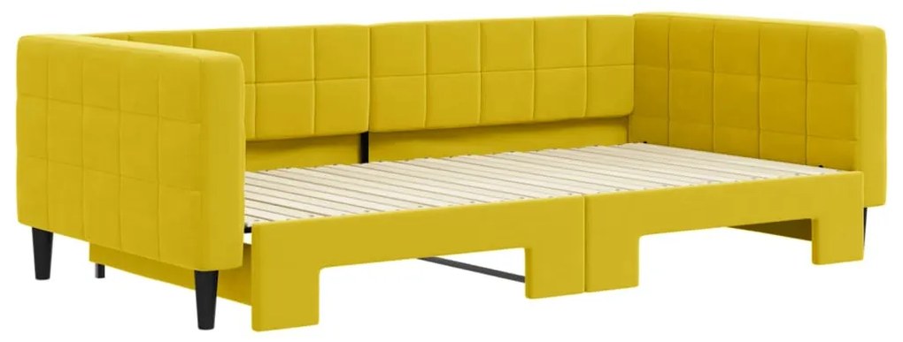 sárga kihúzható bársonyheverő 100 x 200 cm