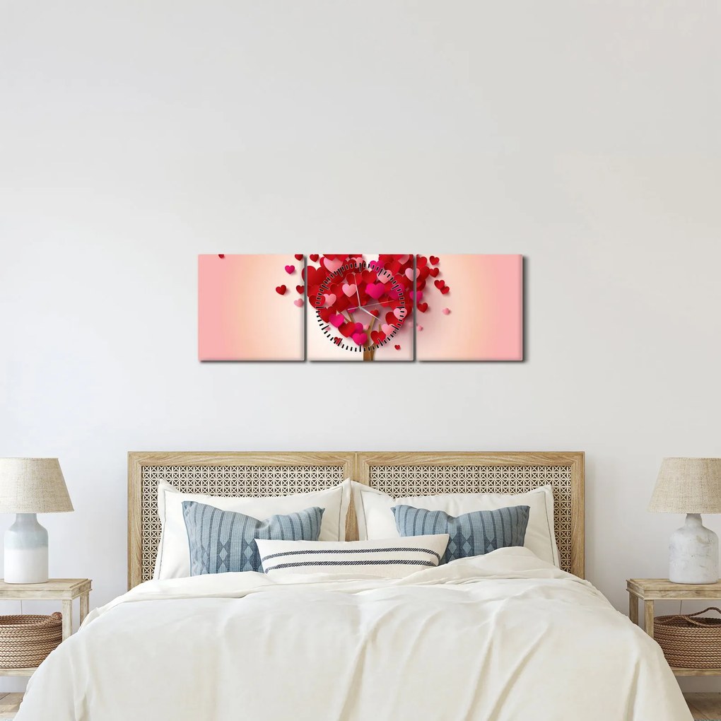 Egy szívfa képe (órával) (90x30 cm)