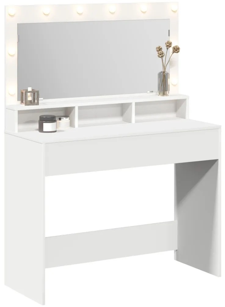 Fehér Sminktükör LED Világítással - 100x41x135 cm
