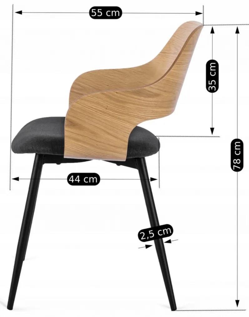 Étkezőszék Aranytölgy/Fekete Színben. ORBI