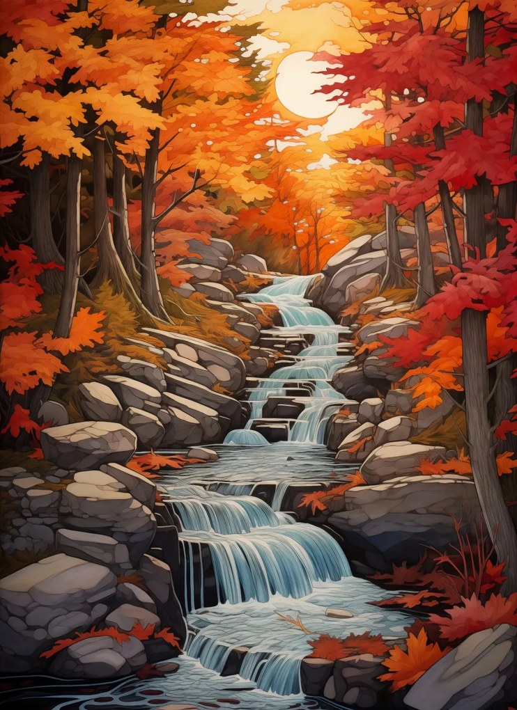 Poszter 40x55cm Őszi vízesések