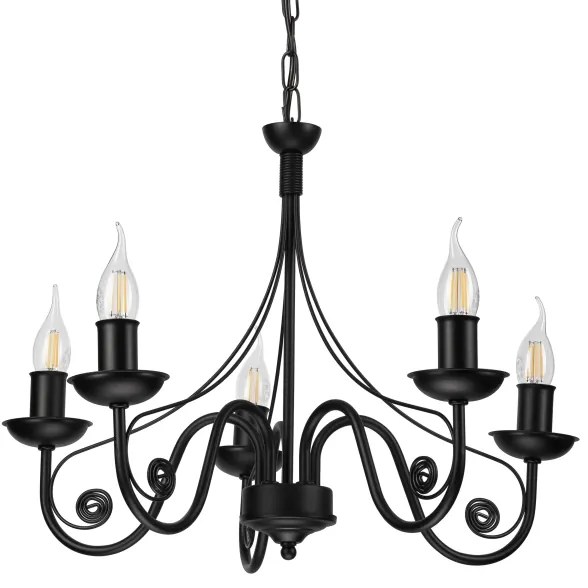 Csillár láncon DONATO 5xE14/40W/230V fekete