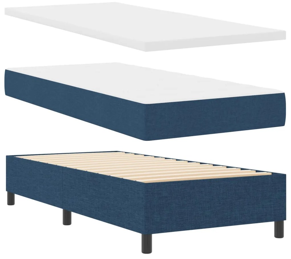 Box Spring Ágy Matraccal és Pad Blue 90x190 cm Szövet