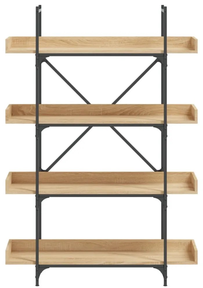 4-szintes sonoma tölgy szerelt fa könyvespolc 100x33x145,5 cm