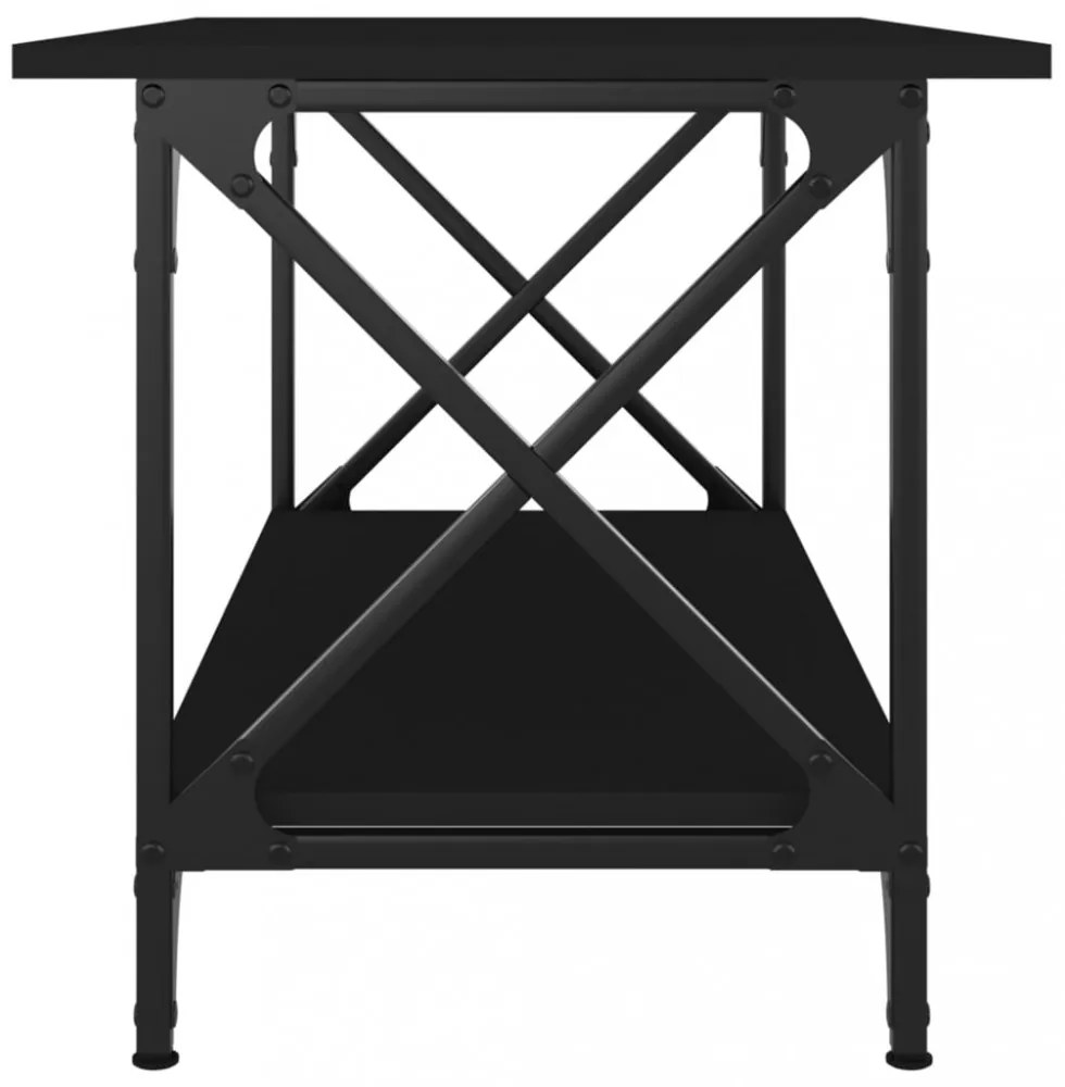fekete szerelt fa és vas dohányzóasztal 80 x 45 x 45 cm