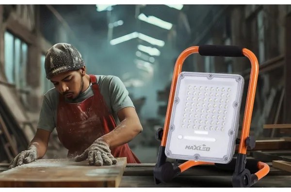 LED újratölthető reflektor állvánnyal LED/50W/3,2V 4500K 5000 mAh IP65 narancssárga