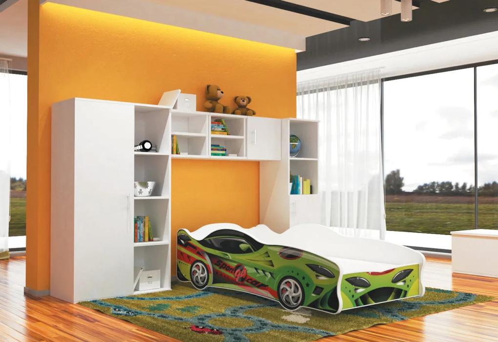 AUTO FLASH gyerekágy + AJÁNDÉK matrac + ágyrács, 80x160 cm, MINTA 15 Sport Car