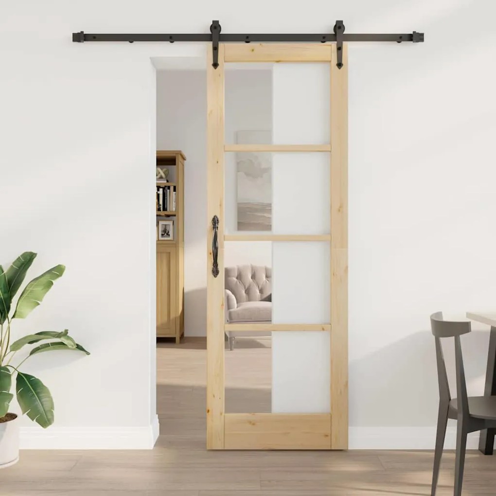 Egyszerű Csúszó Ajtó Barna 73.5 x 211 cm Fa és fém
