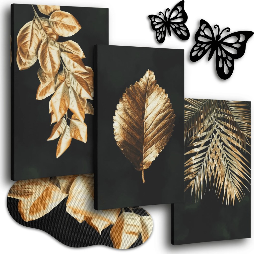 Vászonkép Arany Levelek 150x70 cm Modern Nappali Képek Természet