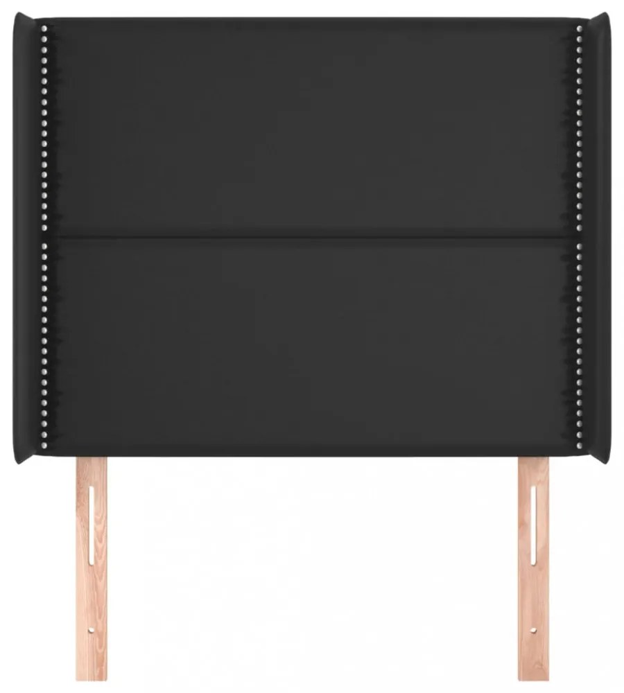 fekete műbőr fejtámla szárnyakkal 83x16x118/128 cm