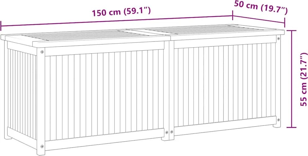 Tömör Tíkfa Kerti Láda 150 X 50 X 55 Cm