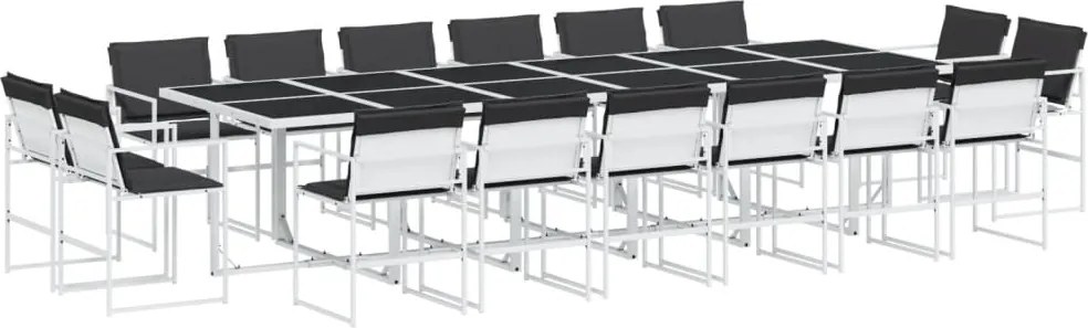 vidaXL 17 részes fehér textilén kerti étkezőgarnitúra párnákkal