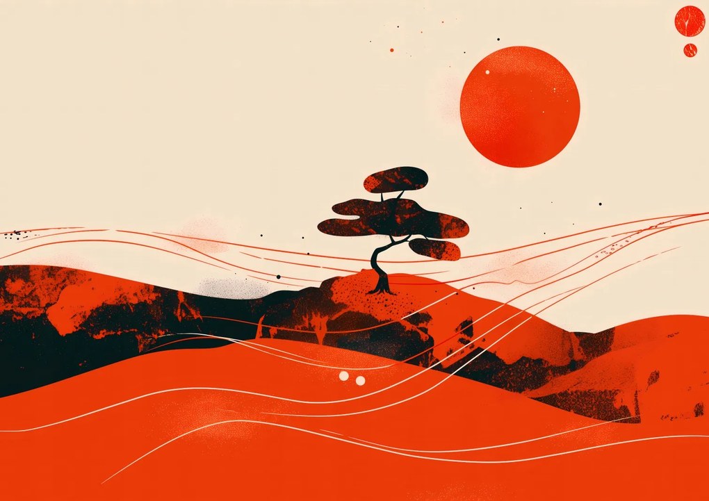 Poszter 29,7x21cm Piros sivatagi tájképek