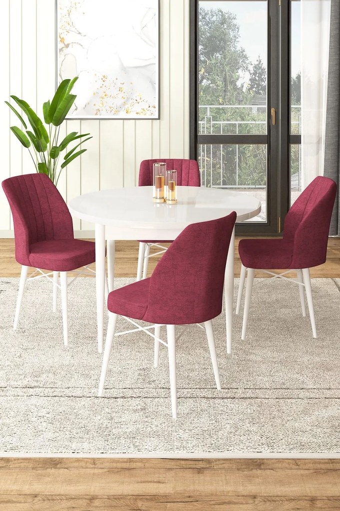 Rox étkezőgarnitúra, fehér-bordó, 90 cm